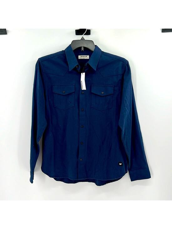 Caterpillar Men's Long Sleeve Snap Front Shirt - Detroit Blue - Medium - NWT